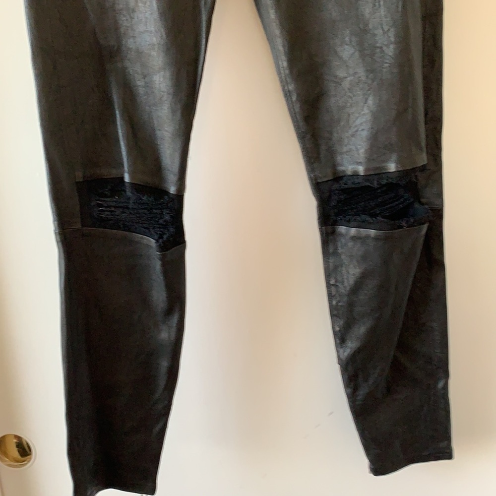RtA Lambskin Leather Black Destroyed Knee Pants 27 - Picture 5 of 15